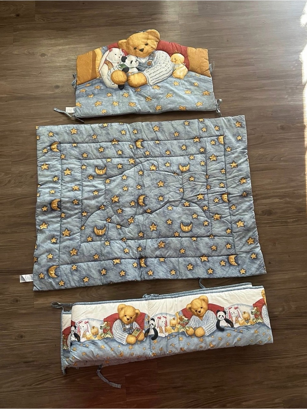 Vintage Blue Jean Teddy Bear crib bedding set - Picture 2 of 2